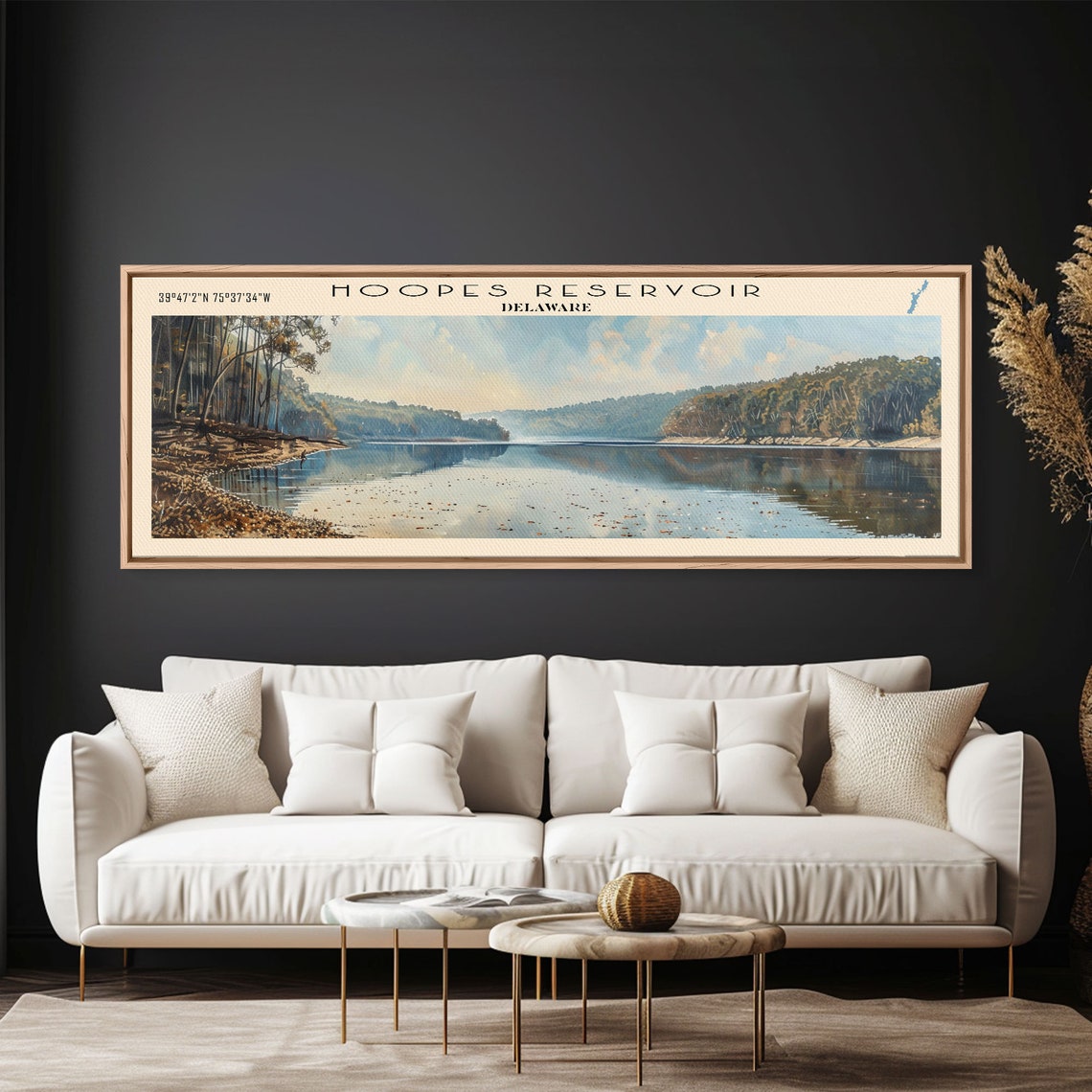 Hoopes Reservoir Delaware Blue Sky Forested Valley Water Poster - Image 5