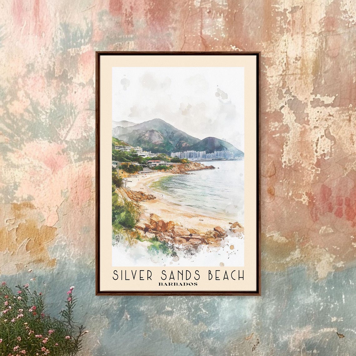 Silver Sands Beach Barbados Rocky Shore Sandy Bay Hillside View Poster - Image 4