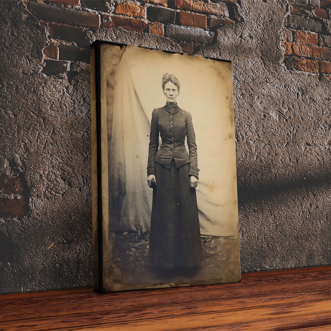 Victorian Woman Standing Sepia Antique Photograph Vintage Portrait Poster - Image 6