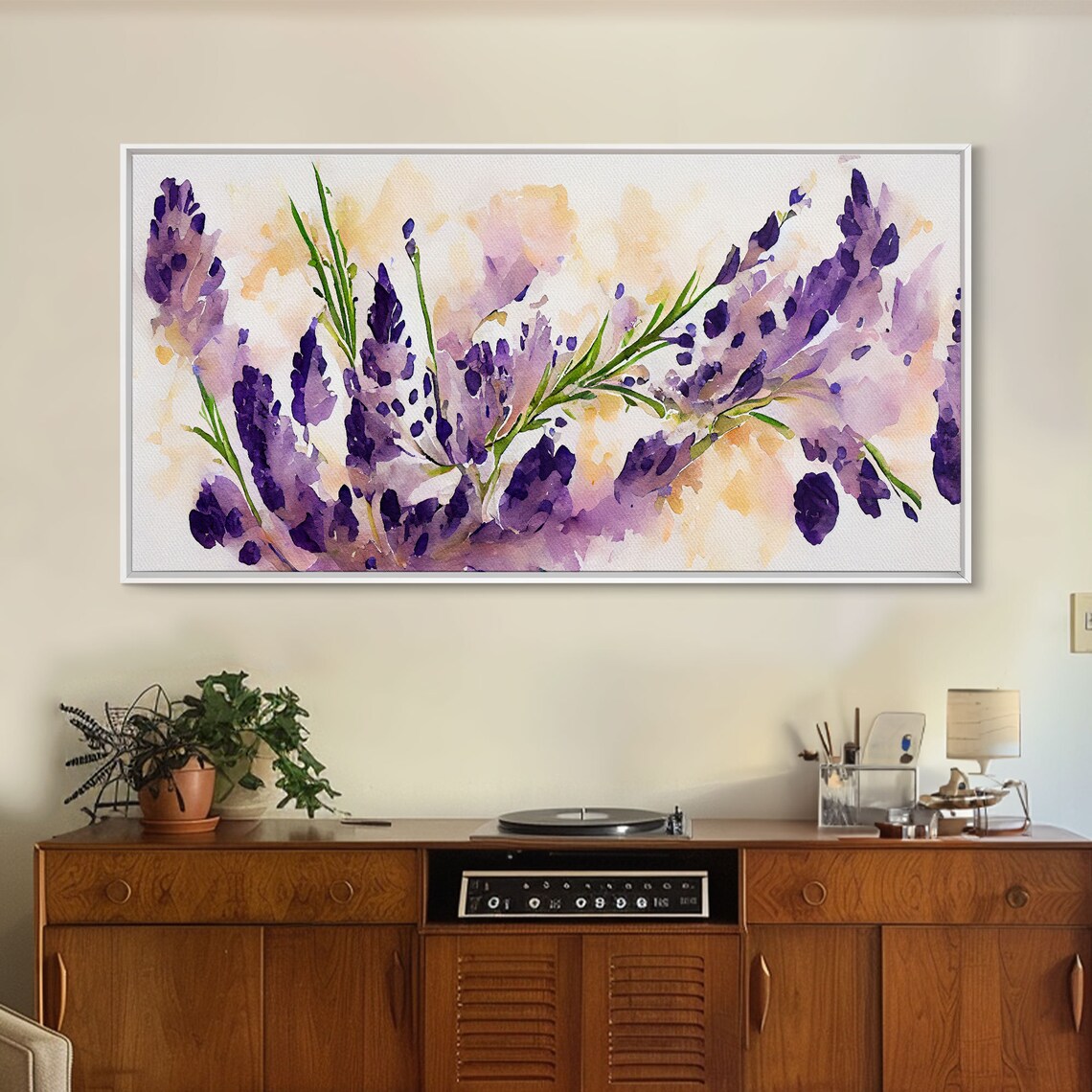 Wild Lavender Watercolor Botanical Purple Floral Farmhouse Wall Poster