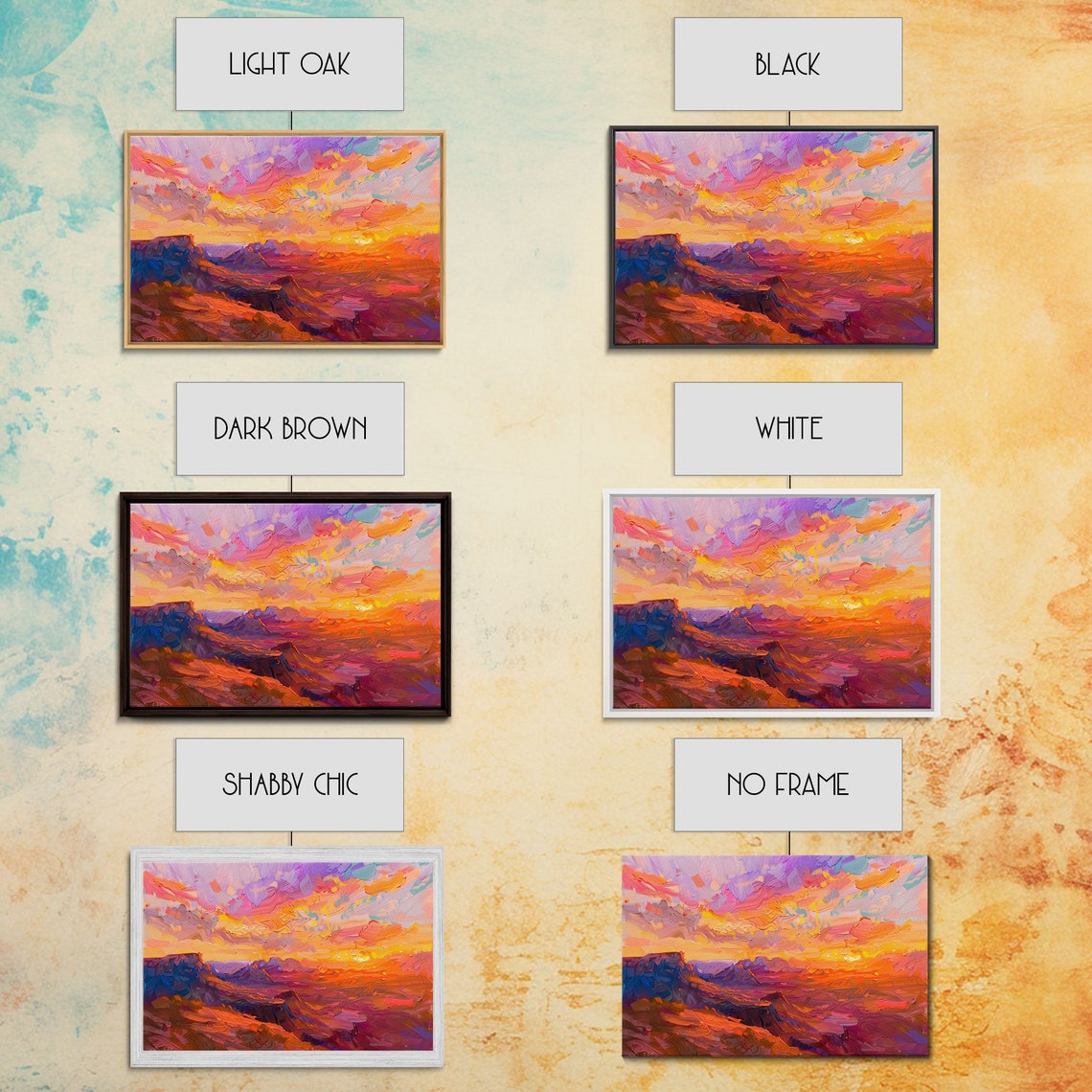 Grand Canyon Sunset Vibrant Impressionist Landscape Art Poster - Image 2