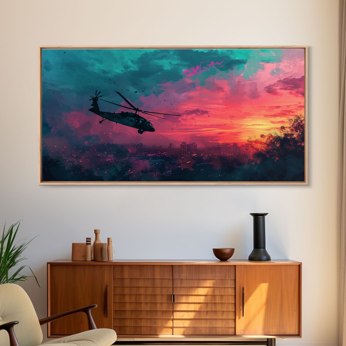 Blackhawk Helicopter City Sunset Sky Military Aviation Poster - Image 6
