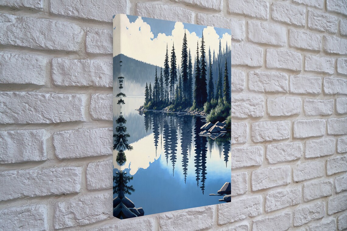 Pacific Northwest Pine Forest Lake Mirror Reflection Mountain Poster - Image 4