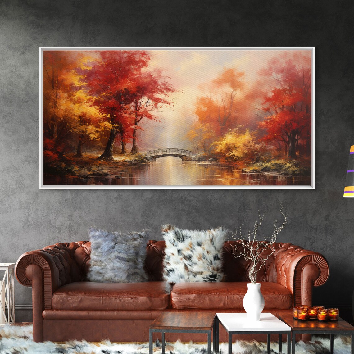 Early Autumn Forest Landscape Art Print, Farmhouse - Image 6