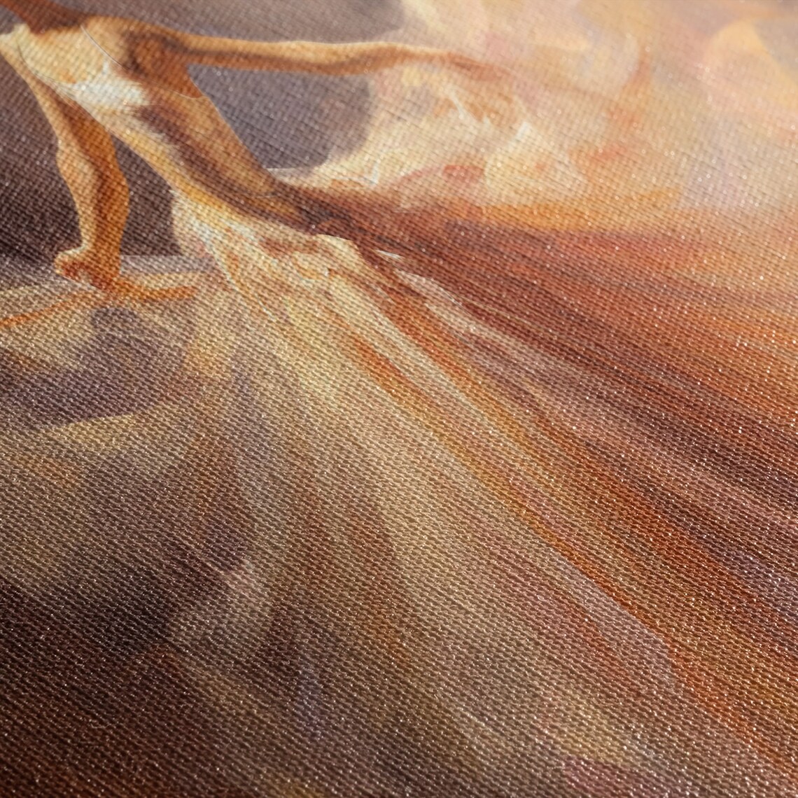 Ballerina Dancer Flowing Peach Tutu Oil Painting Graceful Wall Art - Image 2