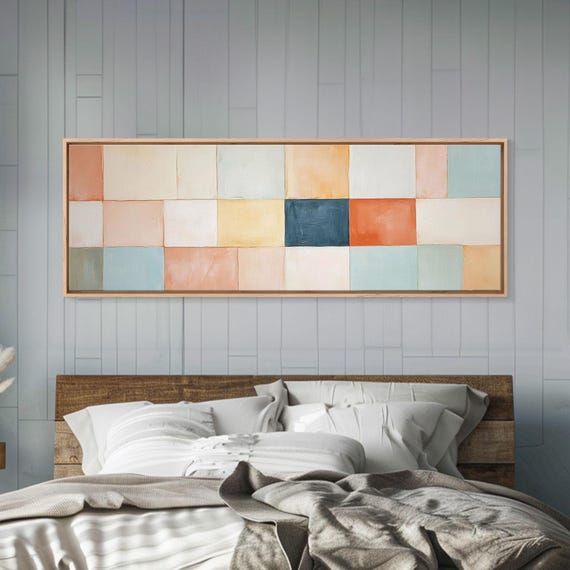 Modern Abstract Framed Minimalist Mid Century Modern Wall Art Large Horizontal Ultra Wide Framed Mcm Art