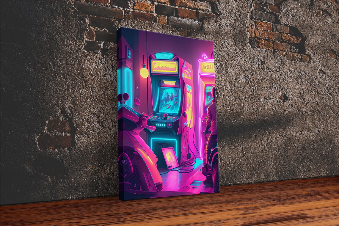 Synthwave Arcade Game Room Decor Poster Print - Image 2