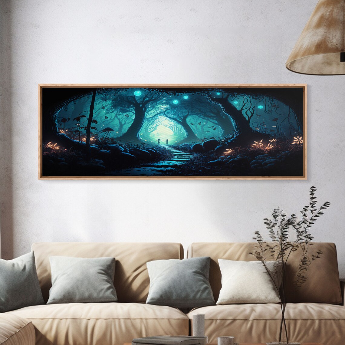 Mycelium Network Fantasy Forest At Night Art Print - Image 4