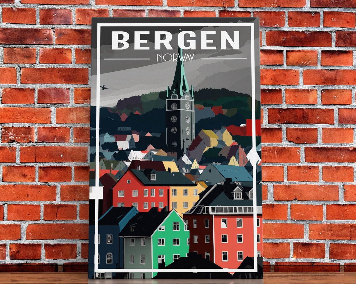 Bergen Wall Poster Norwayposter Europe Wall Art Norway Art Print Travel Wall Print Travel Poster Travel Wall Art Wall Print - Image 5