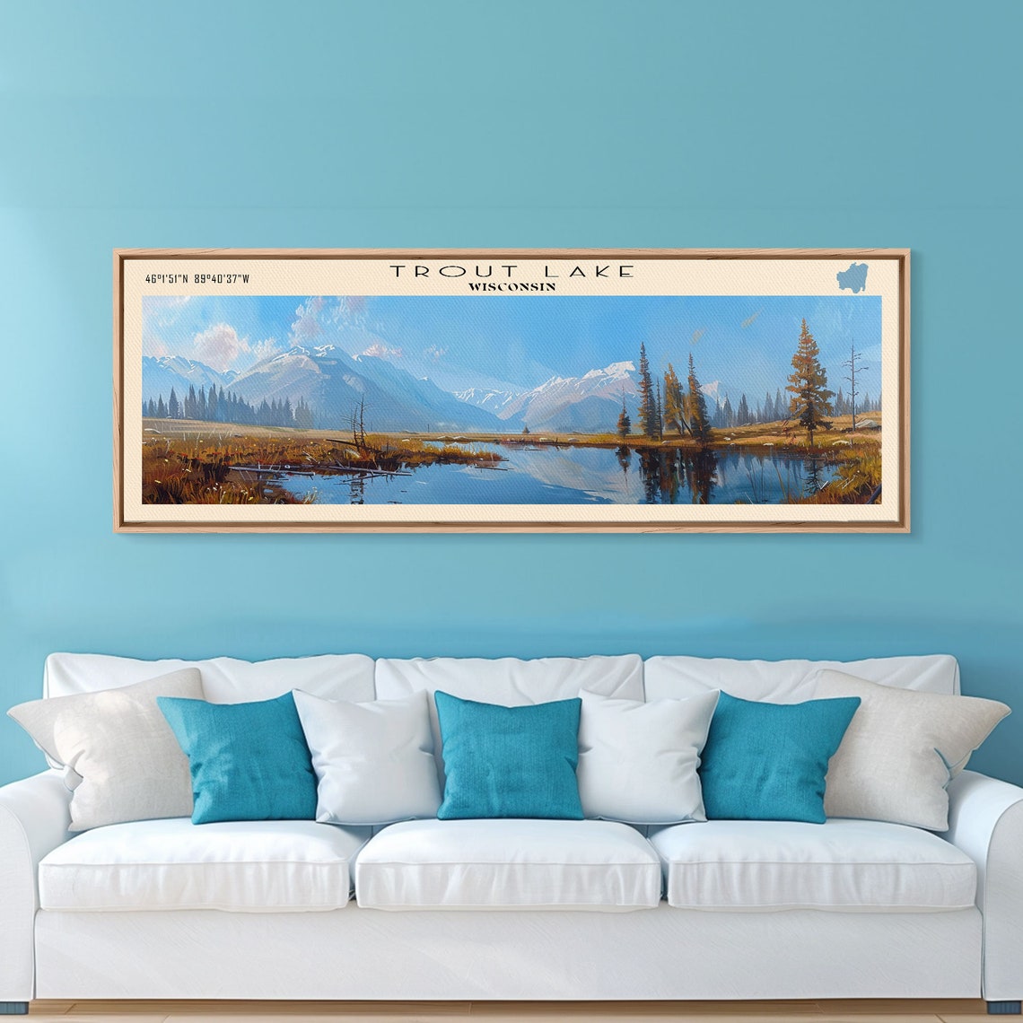 Trout Lake Wisconsin Panoramic Snow Mountains Autumn Marsh Poster - Image 4