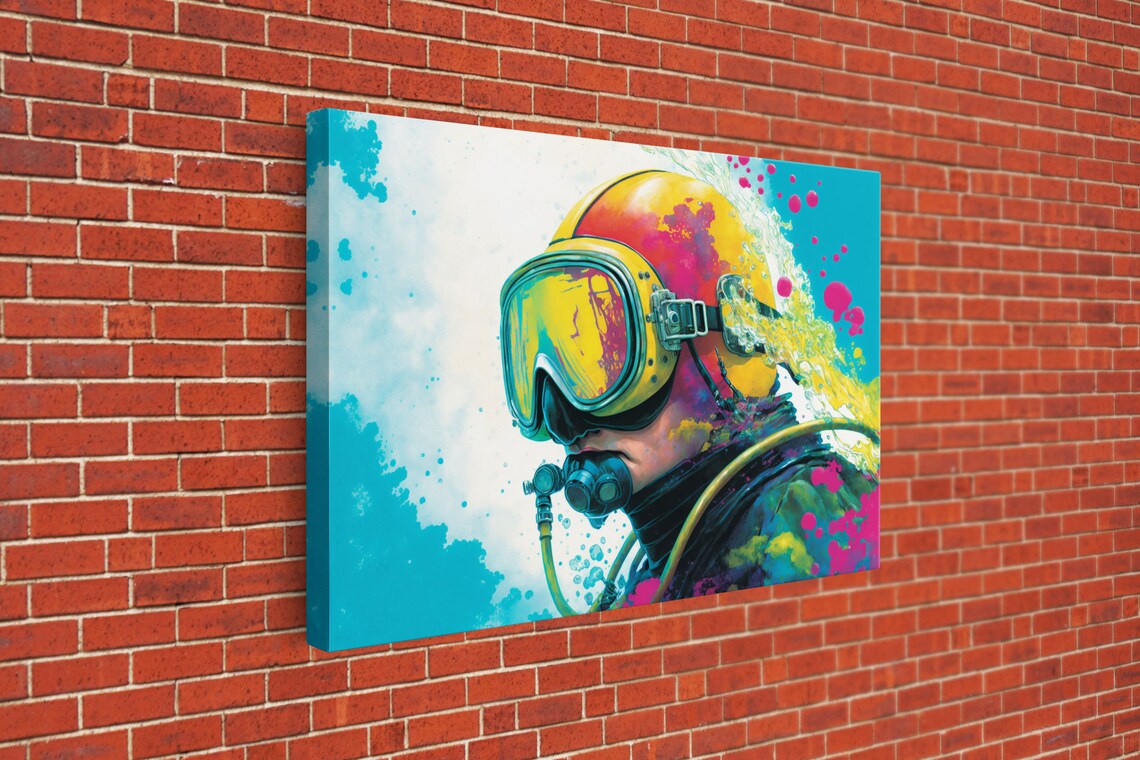 Graffiti Pop Art Scuba Diver, Retro Underwater Art Print - Image 3