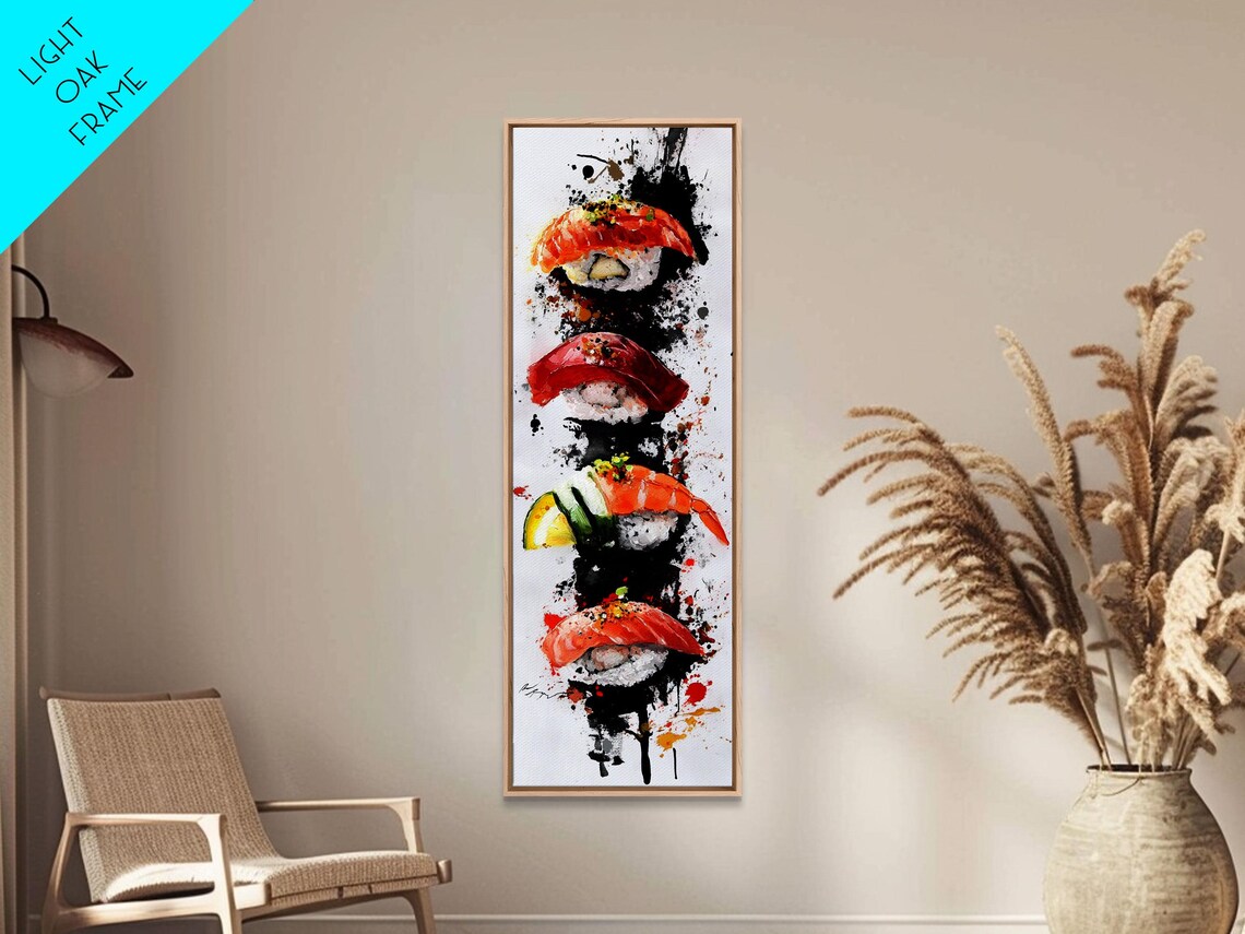 Sushi Nigiri Watercolor With Ink Splashes Japanese Food Art Poster - Image 3