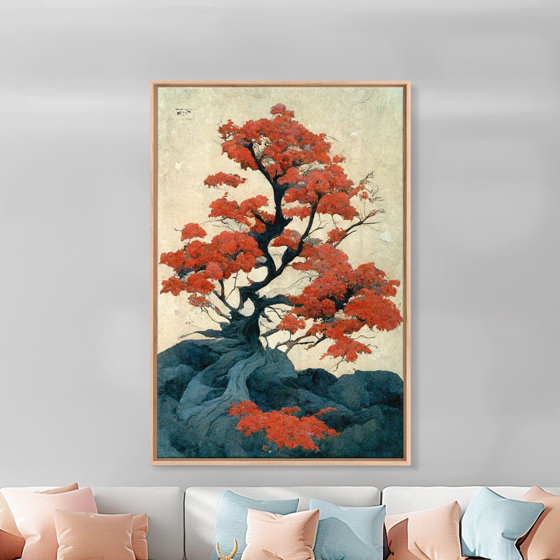 Japanese Maple Tree Vintage Woodblock Wall Art Print