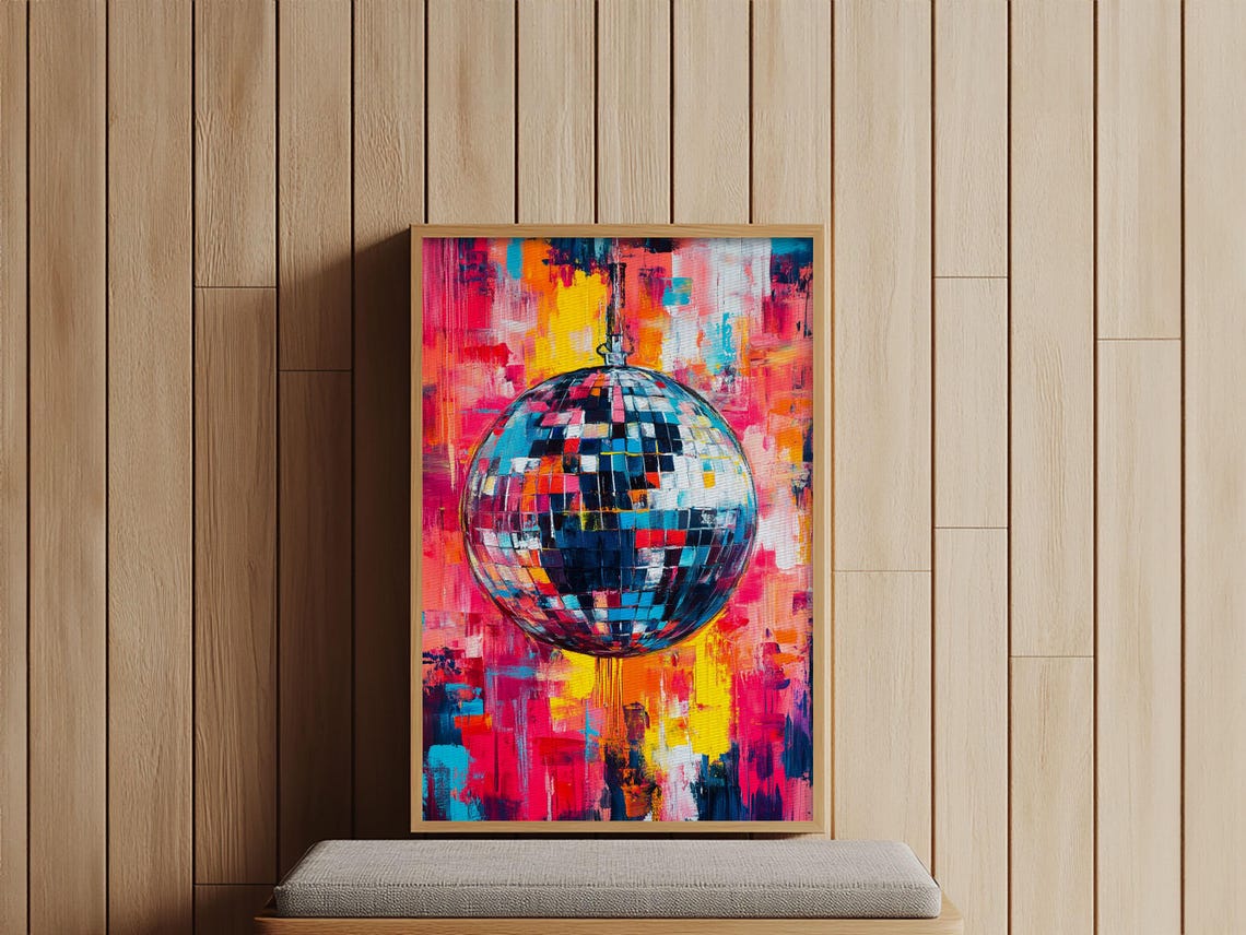Graffiti Disco Ball Vibrant Pop Art Pink Orange Party Poster - Image 6