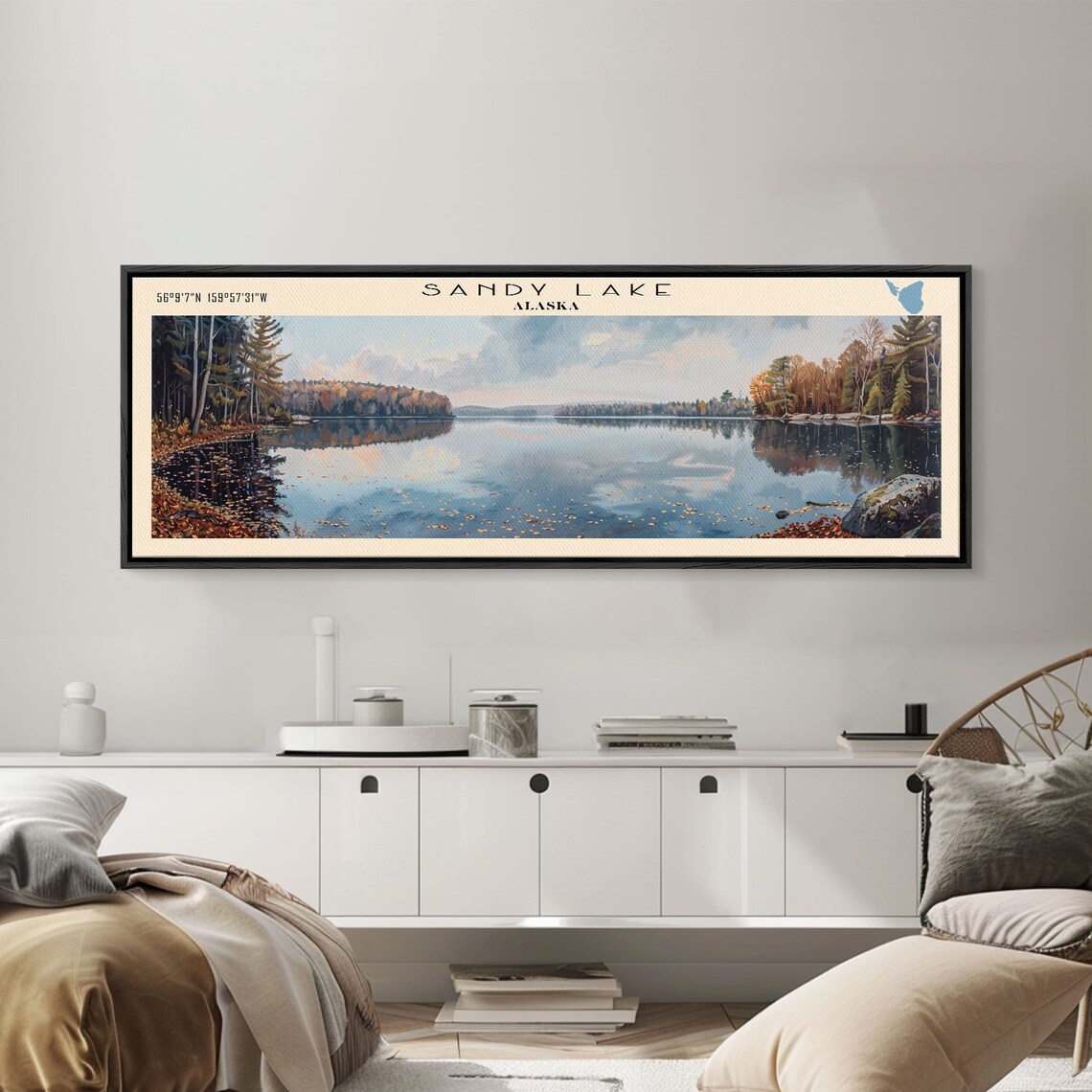 Sandy Lake Alaska Autumn Shore Mirror Calm Lake Water Travel Poster - Image 3