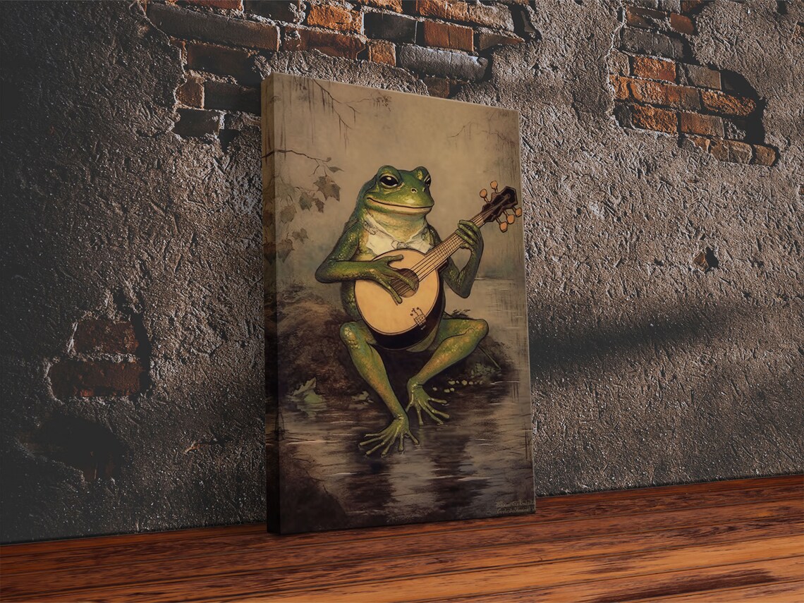 Banjo Toad Frog Funny Vintage Retro Poster Print
