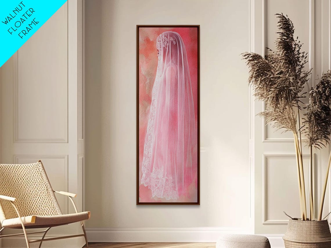 Delicate Bridal Veil Pink Watercolor Romantic Feminine Wall Poster - Image 2