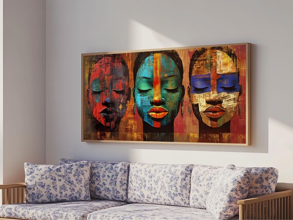 Vibrant African Art Print Afrocentric Wall Art Decor Colorful Moody Abstract Painting Unique Therapy Art Gift Idea