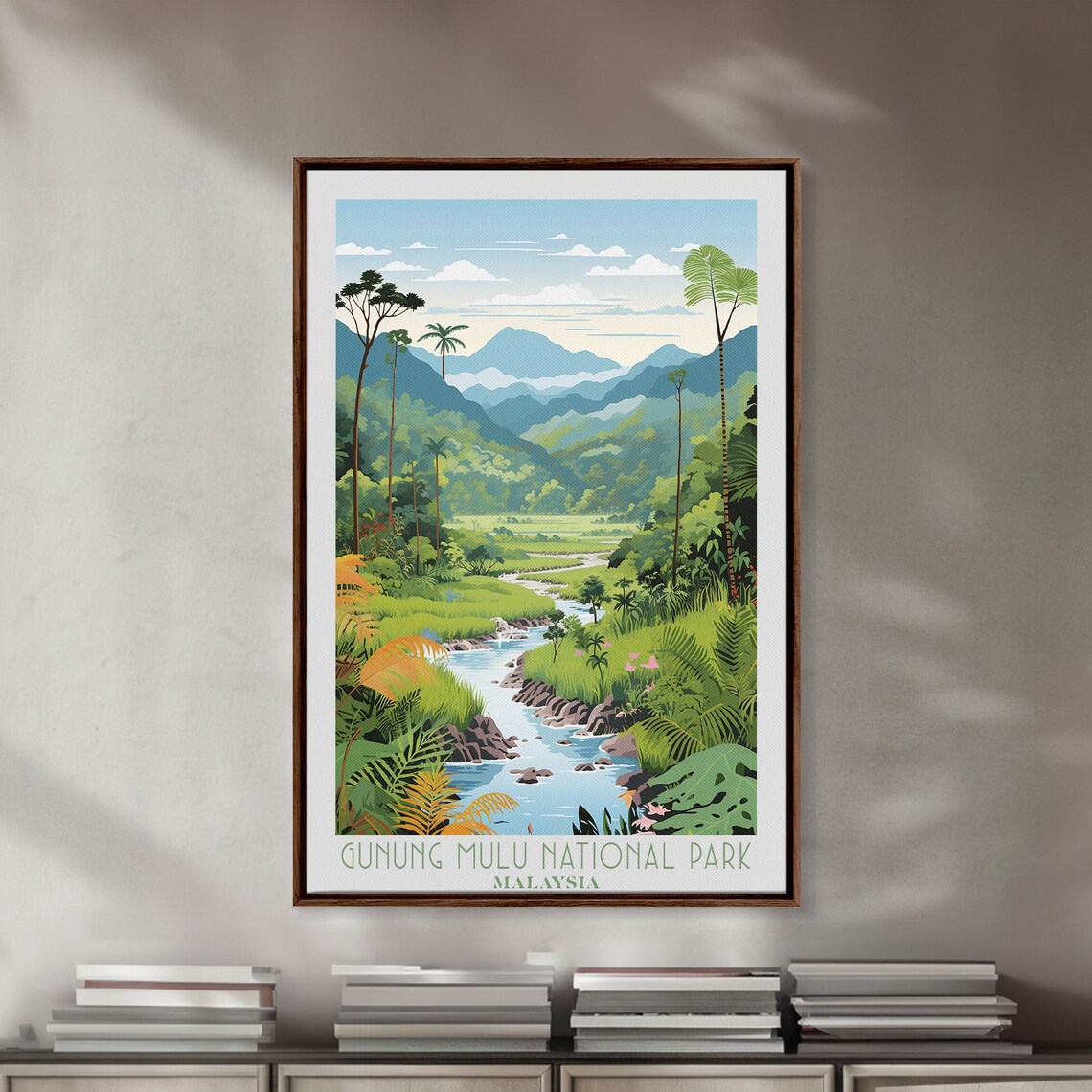 Gunung Mulu Malaysia Rainforest River Valley Mountain View Travel Poster - Image 5