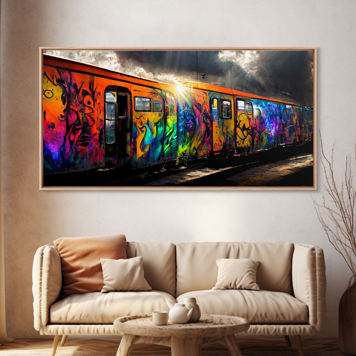 Box Car Graffiti Art Wall Decor Train Box Car Ready To Hang Print Wall Art Rainbow Train Wall Art