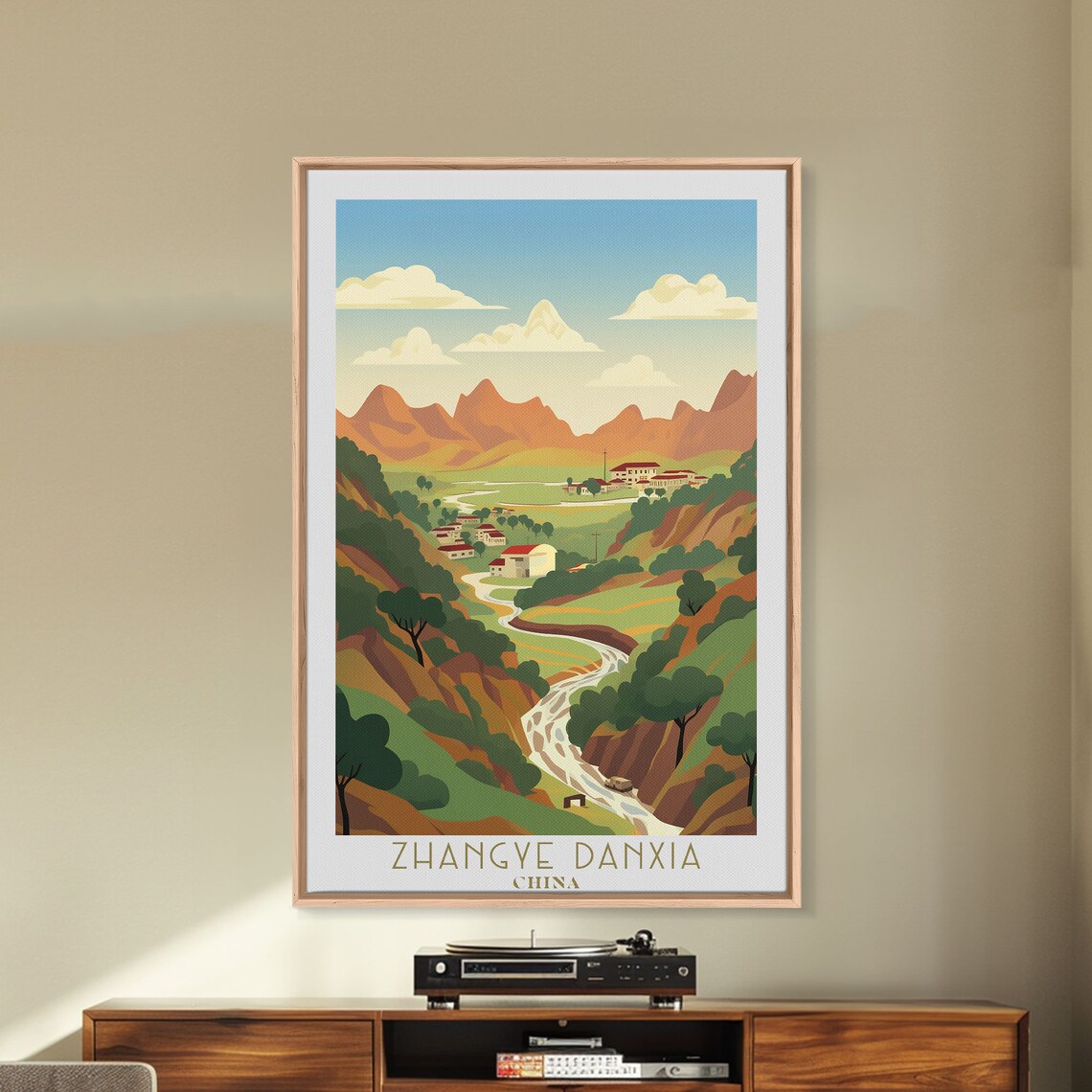 Zhangye Danxia China Rainbow Mountains Valley Village Travel Poster - Image 5