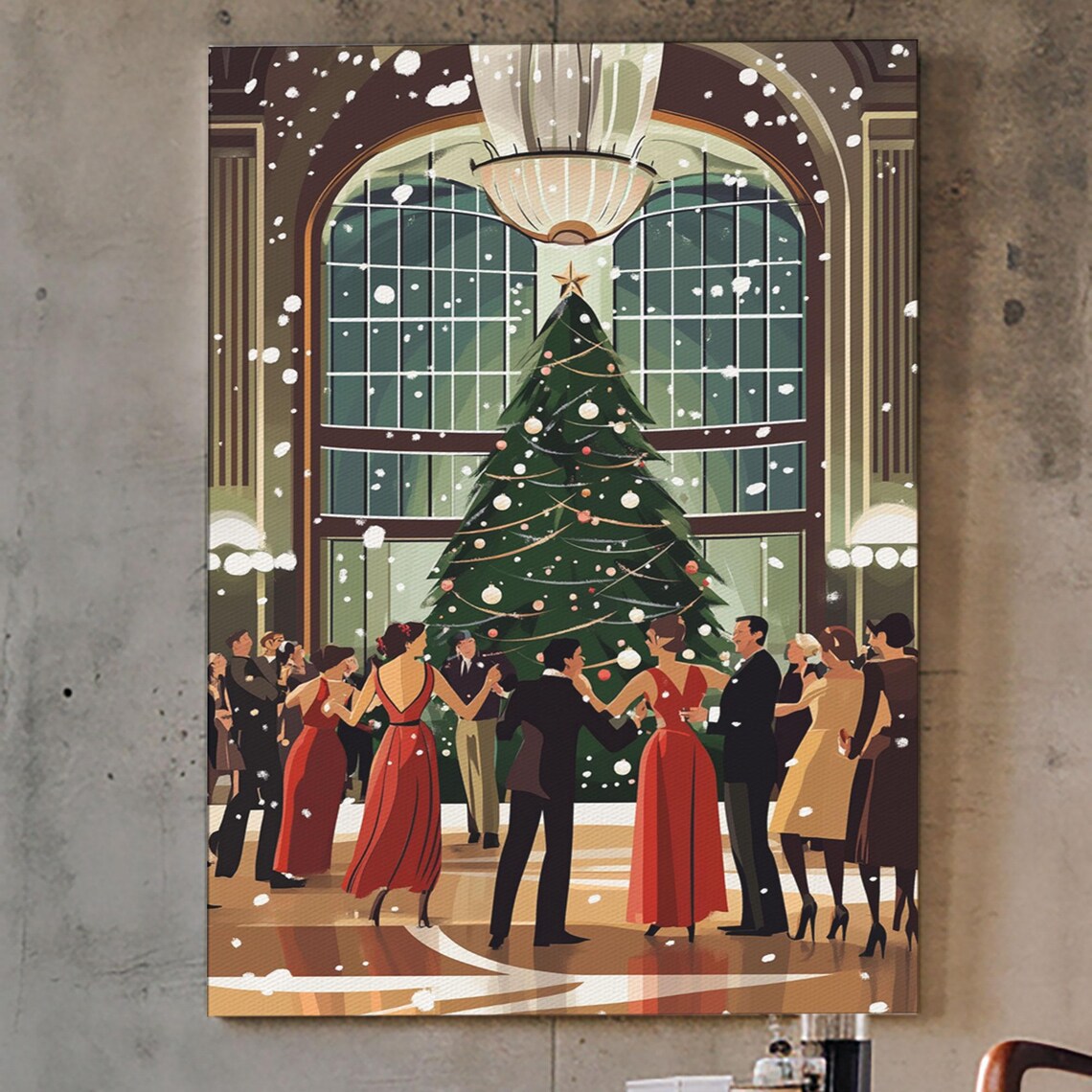 Vintage Christmas Ball Grand Hall Elegant Holiday Dance Party Poster - Image 5
