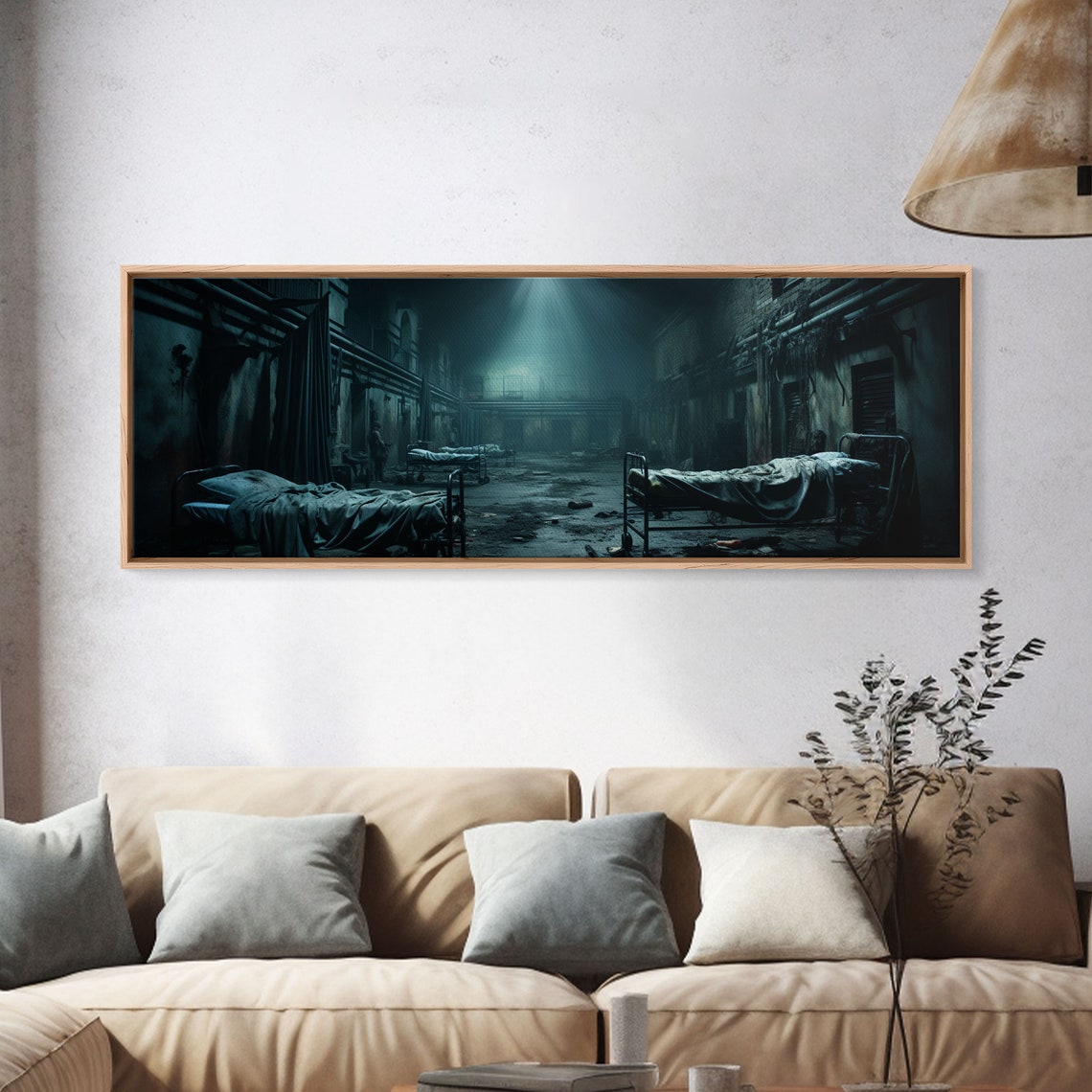 Abandoned Asylum Ward Eerie Hospital Beds Dark Spooky Horror Wall Art - Image 4