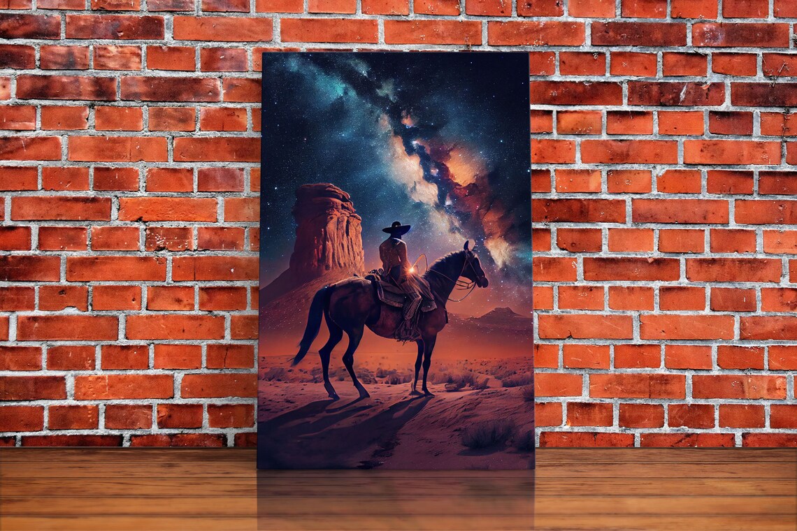 Cowboy Contemplating The Stars, Western Art Print - Image 5