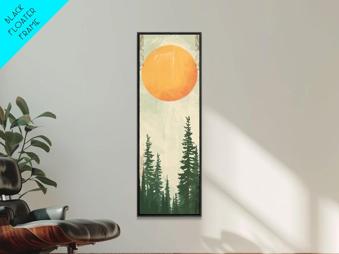 Abstract Sun Over Pine Forest Earth Tones Minimalist Art Print - Image 6
