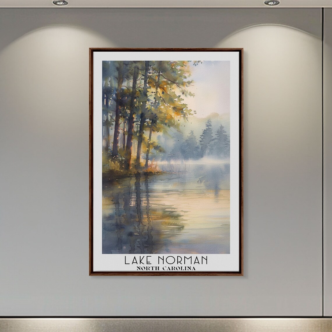 Lake Norman North Carolina Framed Print Watercolor Landscape Art Travel Poster Living Room Art Wall Art Art Handmade Gift - Image 3