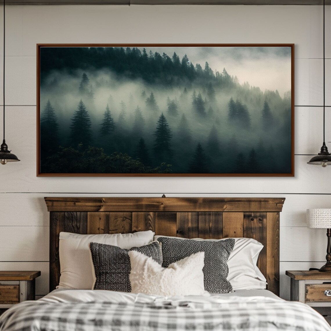 Foggy Pine Forest Canadian Landscape Art Print - Image 3