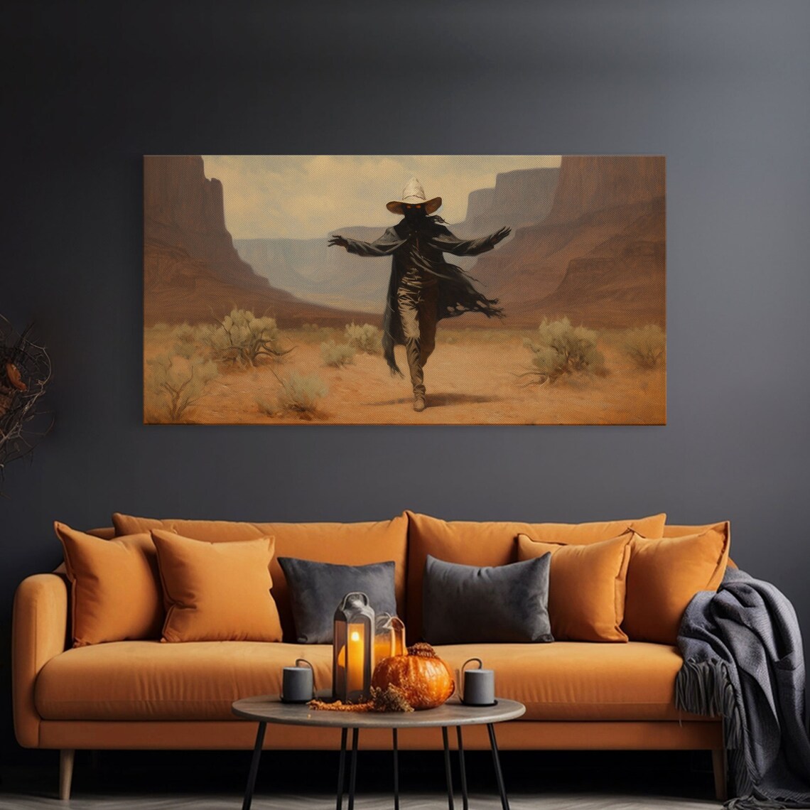 Fabulous Ghost Cowboy Desert Canyon Lone Figure Spooky Western Wall Poster