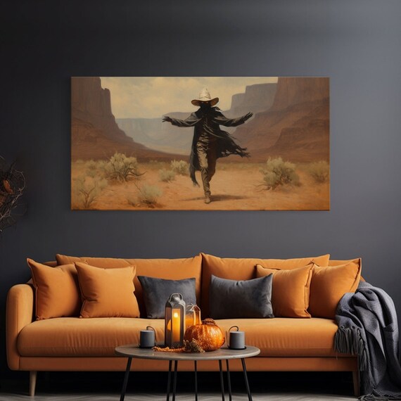 Fabulous Ghost Cowboy Desert Canyon Lone Figure Spooky Western Wall Poster