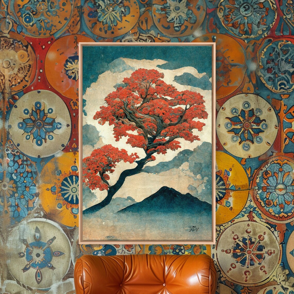 Japanese Maple Tree, Vintage Woodblock Art Print - Image 3