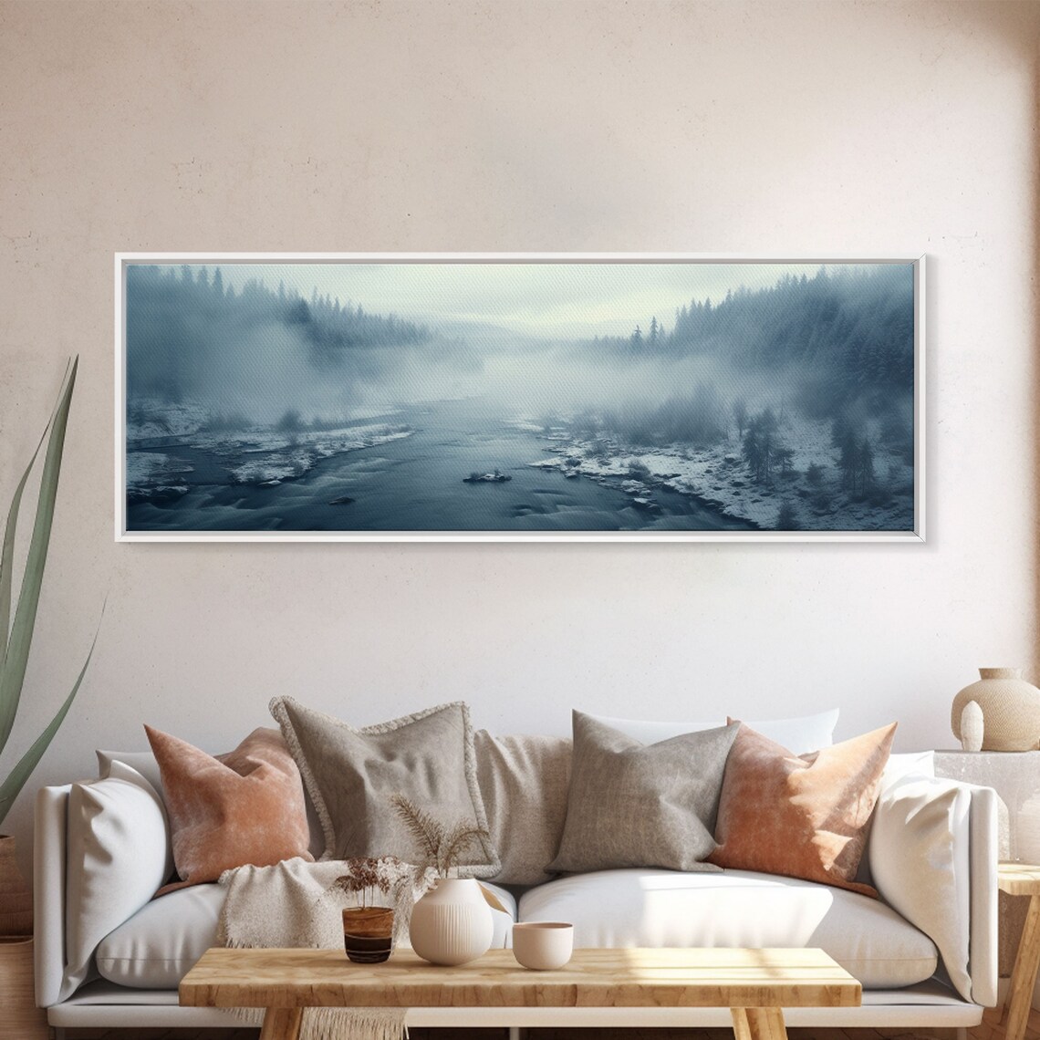 Panoramic Winter Stream Art Print, Rustic Centerpiece - Image 5