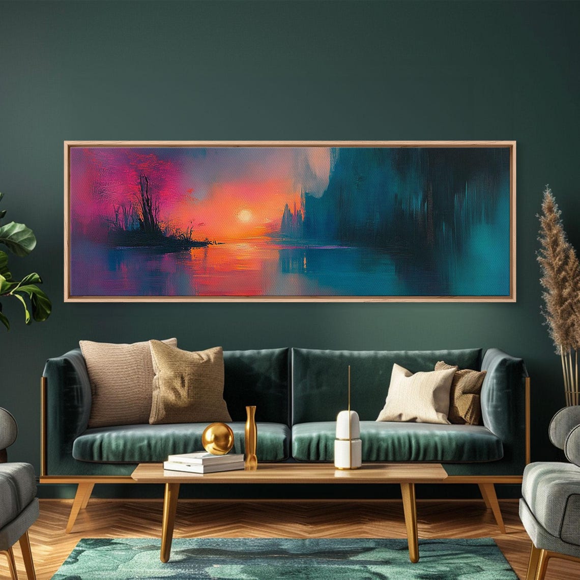 Sunset In The Swamp Moody Decor Framed Print Subdued Wall Art Home Decor - Image 3
