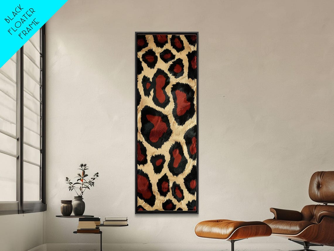 Classic Leopard Print Cream Black Red Spots Animal Pattern Poster - Image 3
