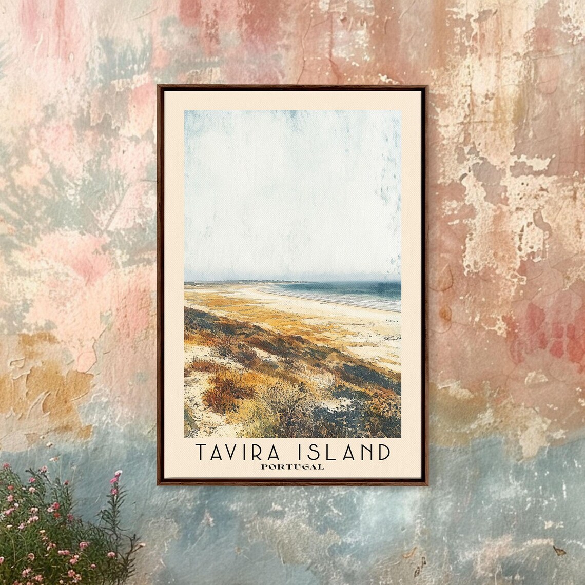Tavira Island Portugal Watercolor Beach Print Vacation Gift Portugal Wall Art Beach Painting Beach Decor Beach Painting - Image 3