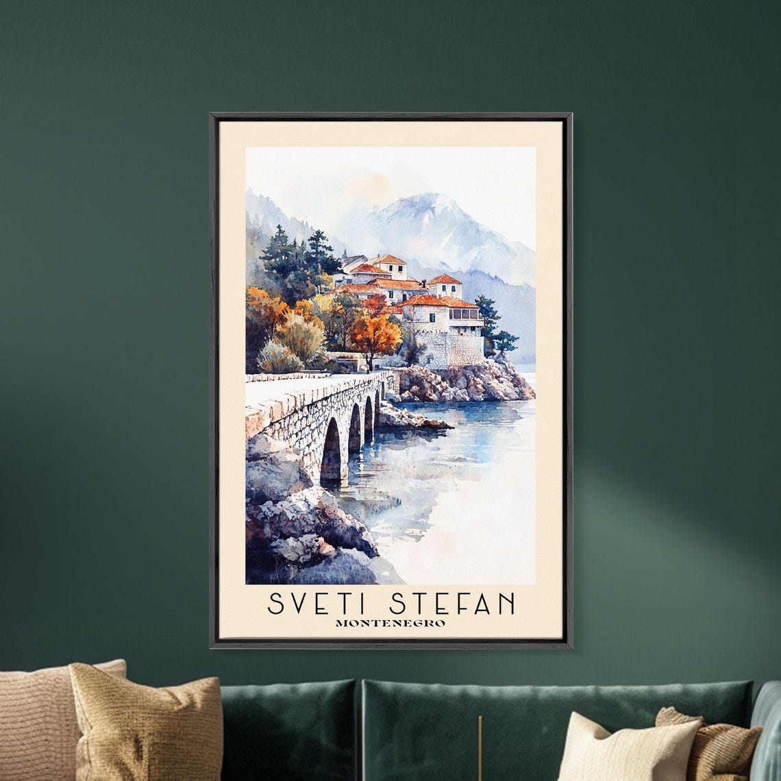 Sveti Stefan Montenegro Stone Islet Red Roofs Arched Causeway Poster - Image 5