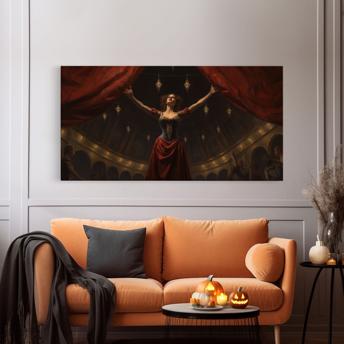 Haunted Circus Victorian Actress Red Gown Theater Stage Horror Art Poster - Image 6