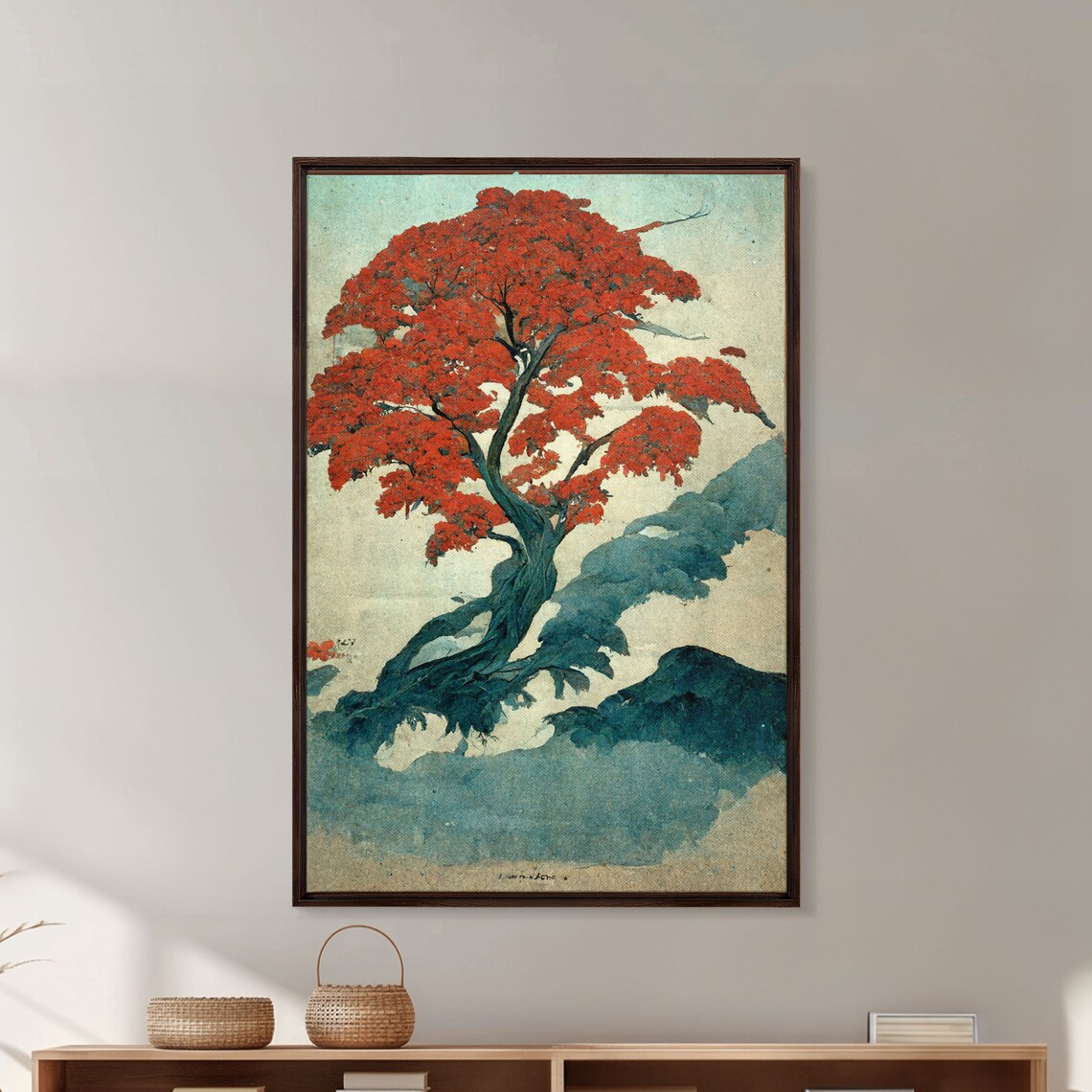 Japanese Maple Tree Vintage Japanese Style Art Print