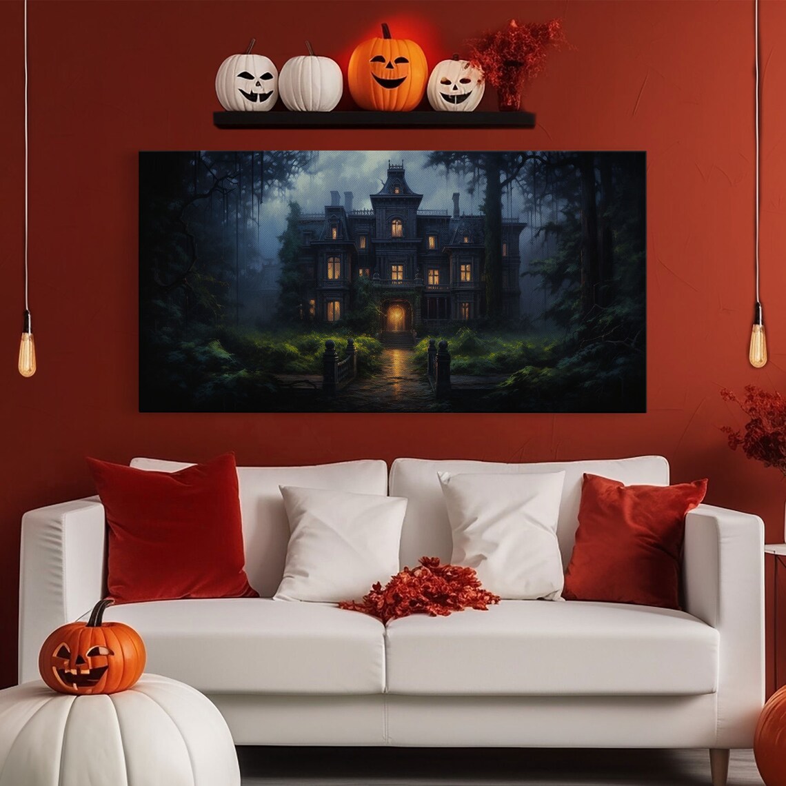Haunted Victorian Mansion, Spooky Halloween Art Print - Image 6
