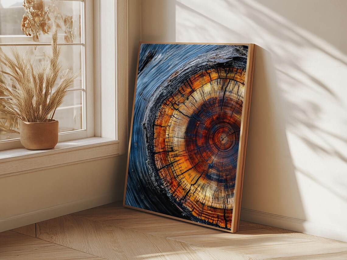 Print With Wood Frame Tree Rings Vertical Wall Art Boho Minimalist Modern Farmhouse Decor Rustic Art Contemporary Art - Image 5