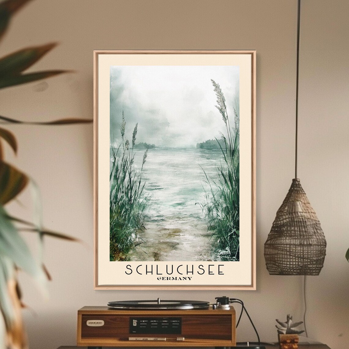 Schluchsee Germany Misty Lake Reeds Shore Moody Watercolor Nature Poster - Image 3