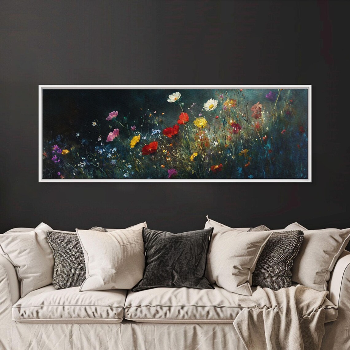 Wildflowers At Midnight Framed Print Moody Decor Boho Minimalist Wall Art Modern Art Floral Or Botanical Wall Art - Image 6