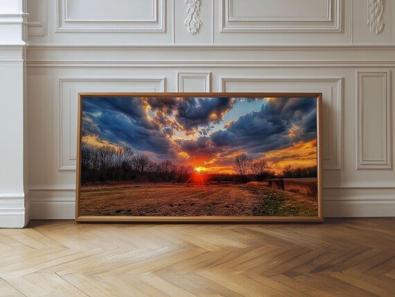 Sunset Over Oklahoma Field, Photography Art Print
