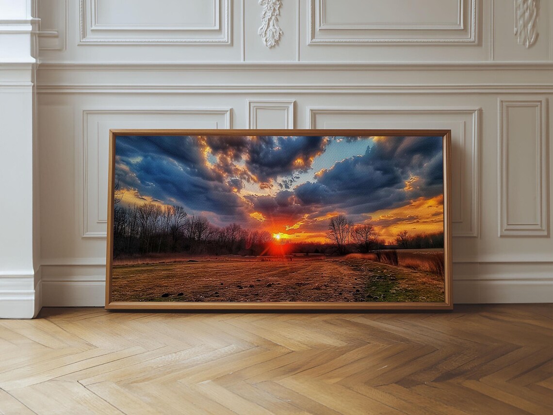 Sunset Over Oklahoma Field, Photography Art Print