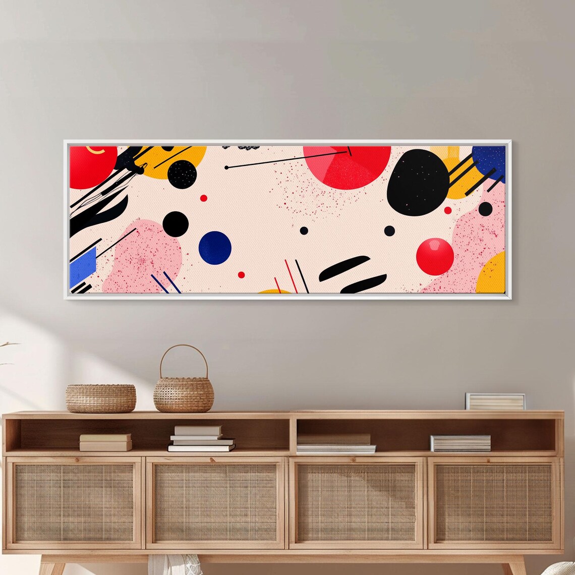 Retro 90s Geometric Shapes Pink Blush Abstract Colorful Art Poster - Image 3