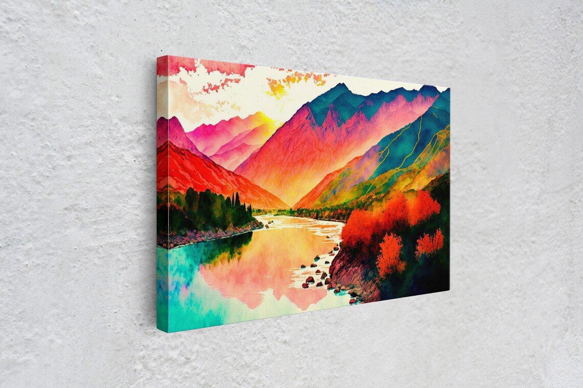 Watercolor Landscape Rainbow Landscape Art Print - Image 4