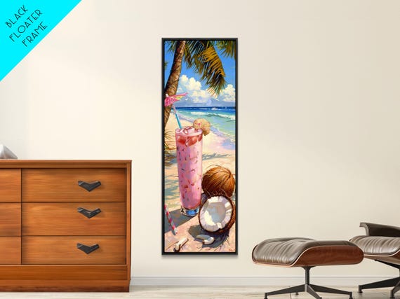 Tropical Kitchen Wall Art Print Framed On Colorful Bar Wall Art Print Tall And Narrow Framed Coastal Wall Art For Kitchen And Bar